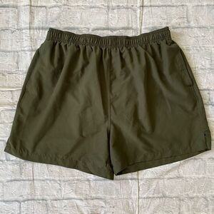 Puritan men XL pull on swim trunks w/elastic drawstring waist olive green